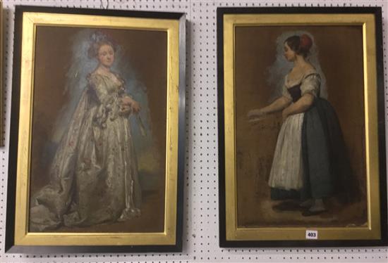 Victorian School, a pair of oils on canvas, costume studies